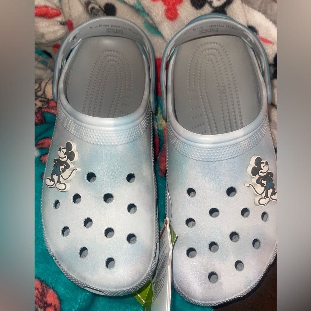 Disney parks Mickey blue tie dye crocs